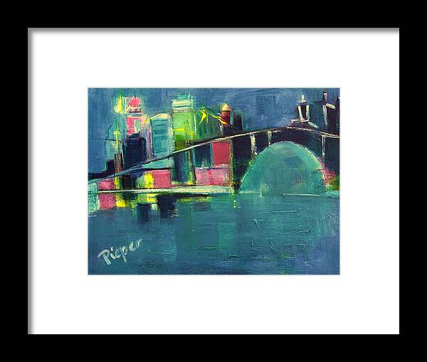 Abstract Of Cityscape Framed Print featuring the painting My Kind of City by Betty Pieper