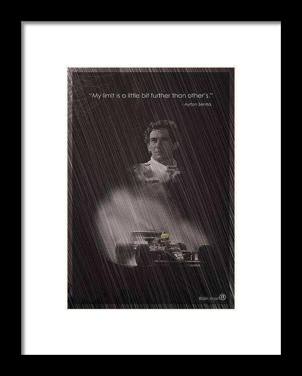 Ayrton Framed Print featuring the digital art My limit is a little bit further than others by Stephane Trahan