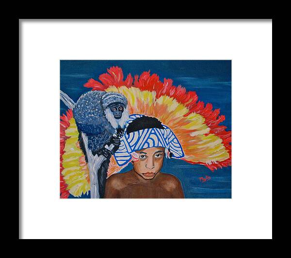 Boy Framed Print featuring the painting My Little Amazon Boy by Phyllis Kaltenbach