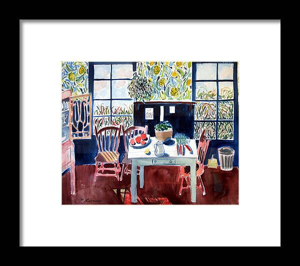 Watercolor Framed Print featuring the drawing My Matisse Kitchen by Mark Lunde