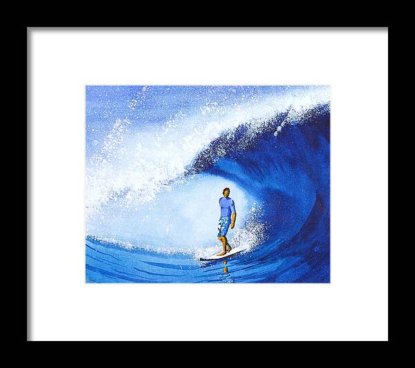 Surf Framed Print featuring the painting Surfer Blue by Nelson Ruger