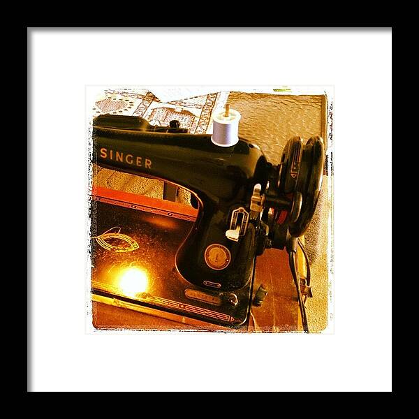 Vintage Framed Print featuring the photograph My Mother's Sewing Machine. #vintage by Hermes Fine Art