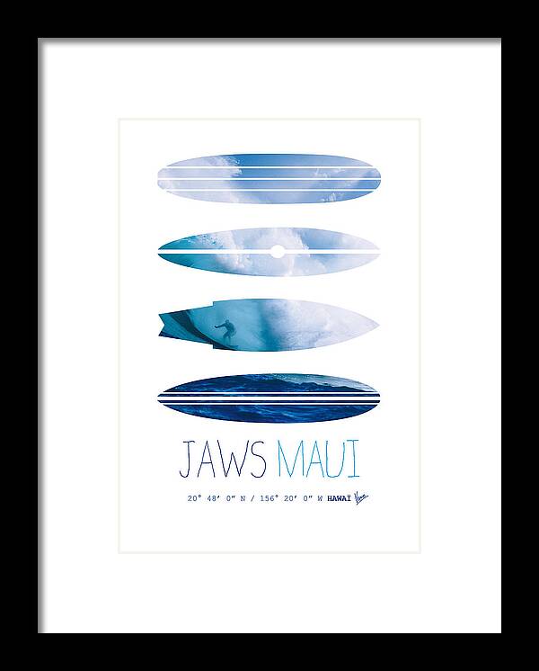 Minimal Framed Print featuring the digital art My Surfspots poster-1-Jaws-Maui by Chungkong Art