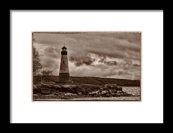 Sepia Framed Print featuring the photograph Myers Light by Monroe Payne