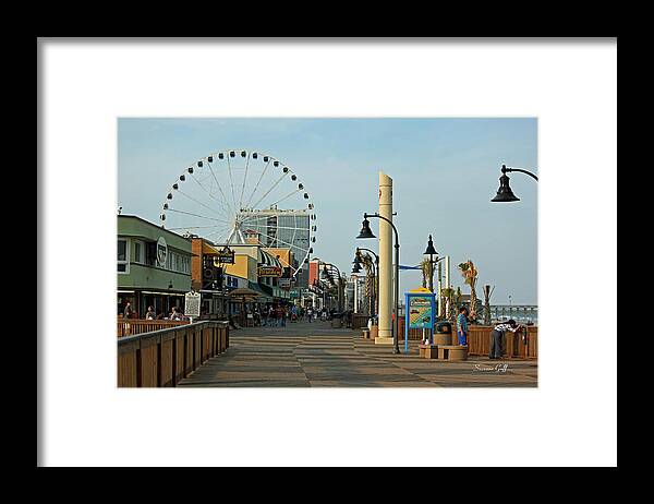Myrtle Beach Framed Print featuring the photograph Myrtle Beach Boardwalk by Suzanne Gaff