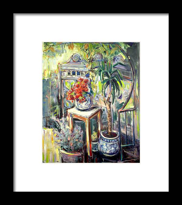 Still Life Framed Print featuring the painting Mystery Garden by Zofia Kijak