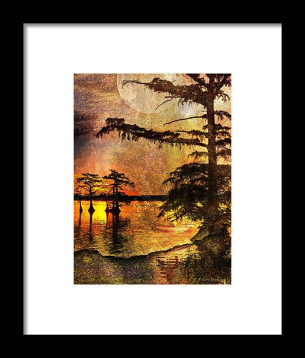 J Larry Walker Framed Print featuring the digital art Mystery Sunrise With Moon by J Larry Walker