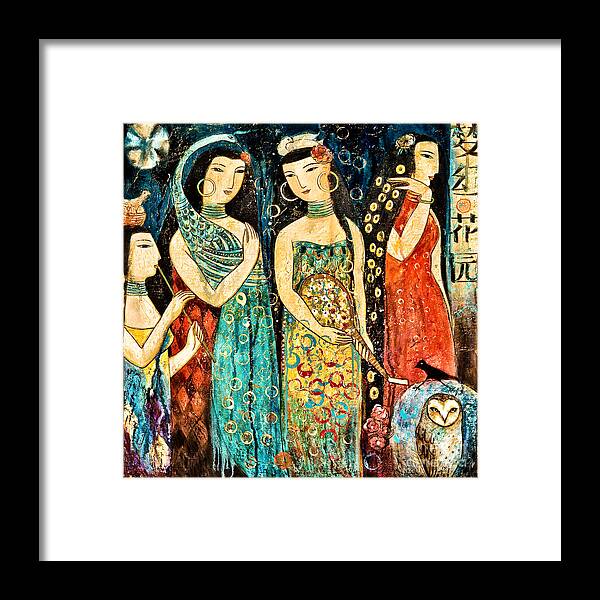 Mystic Framed Print featuring the painting Mystic Garden by Shijun Munns