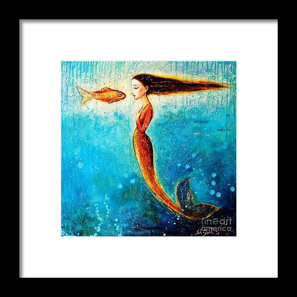 Mermaid Art Framed Print featuring the painting Mystic Mermaid II by Shijun Munns
