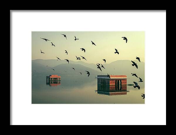 Arch Framed Print featuring the photograph Mystic Morning - Jal Mahal by Mahesh