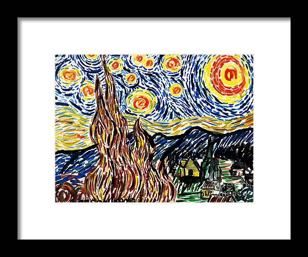 Starry Night Framed Print featuring the painting Vincent van Goghs Starry Night by Genevieve Esson