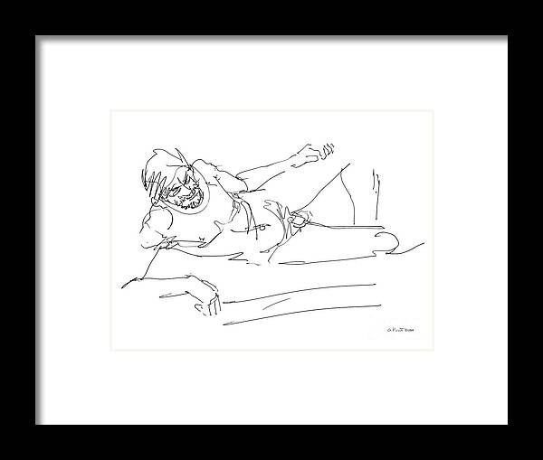 Male Framed Print featuring the drawing Naked-Man-Art-16 by Gordon Punt