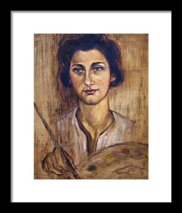 Nancy Kominsky Framed Print featuring the painting Nancy Kominsky - a self-portrait by Michaelalonzo Kominsky