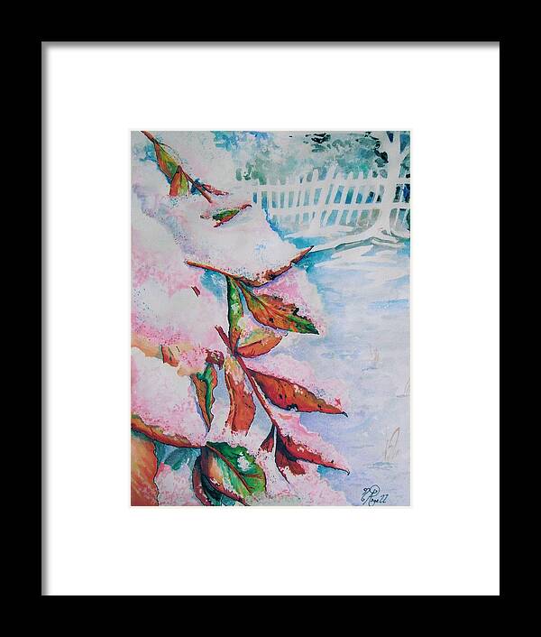 Nandina Framed Print featuring the painting Nandina in Snow by Nicole Angell