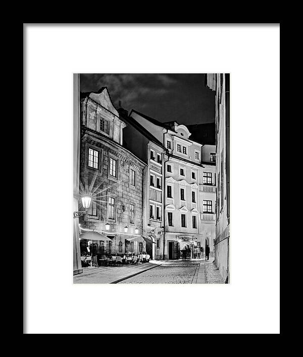 Narrow Framed Print featuring the photograph Narrow Street at Night / Prague by Barry O Carroll