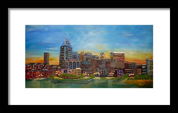 Nashville Framed Print featuring the painting Nashville Tennessee by Annamarie Sidella-Felts