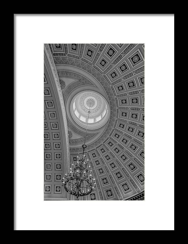 Architecture Framed Print featuring the photograph National Statuary Rotunda BW by Susan Candelario