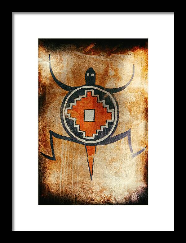Indian Framed Print featuring the photograph Native American Turtle Pictograph by Jo Ann Tomaselli