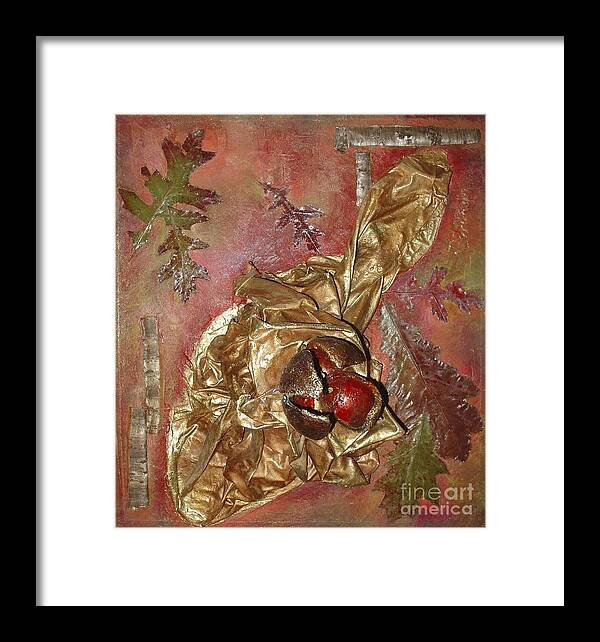 Original Painting Framed Print featuring the mixed media Natural rythmes - red tones by Delona Seserman