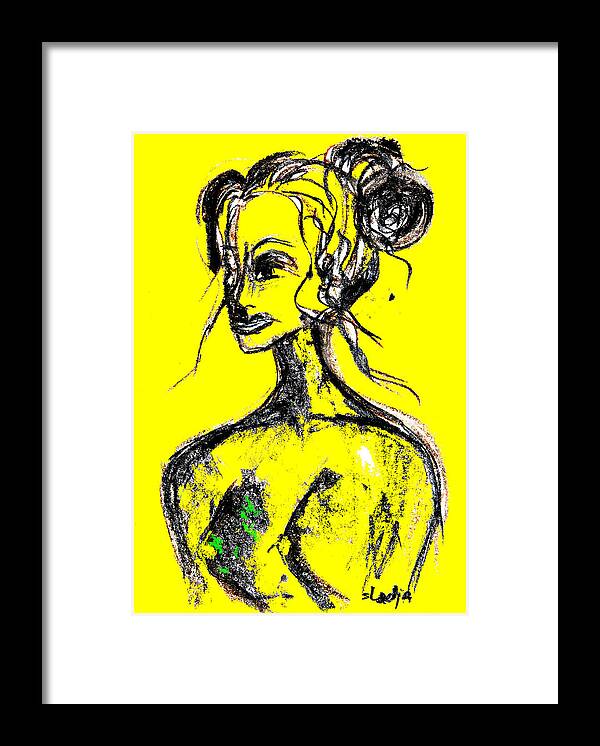 Portraits Framed Print featuring the painting Natural Yellow by Sladjana Lazarevic