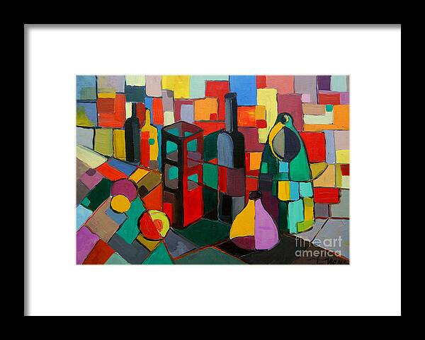Nature Morte Cubiste Framed Print featuring the painting Nature Morte Cubiste by Mona Edulesco