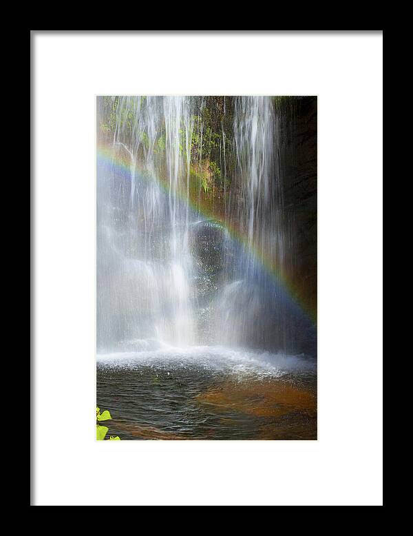 Rainbow Falls Framed Print featuring the photograph Natures Rainbow Falls by Jerry Cowart