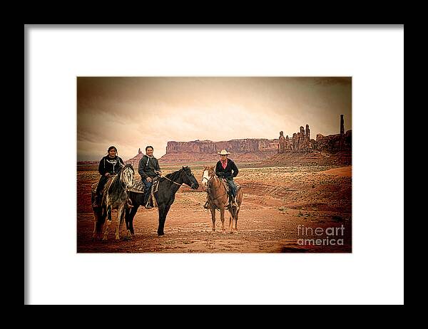 Red Soil Framed Print featuring the photograph Navajo Riders by Jim Garrison