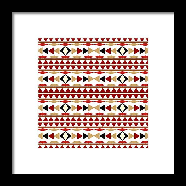 Navajo Pattern Framed Print featuring the mixed media Navajo White Pattern by Christina Rollo
