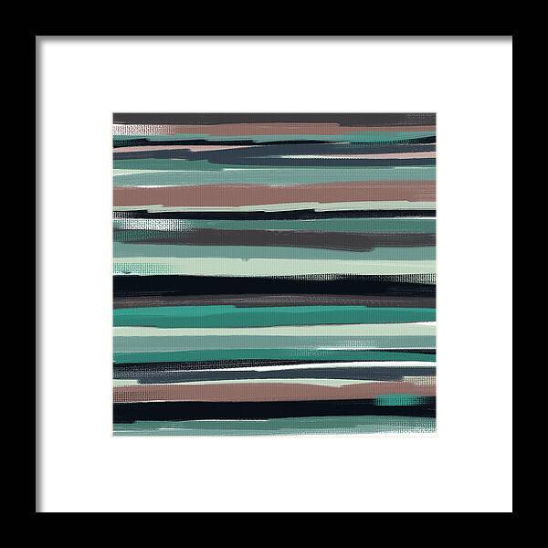 Turquoise Framed Print featuring the painting Navy Shades by Lourry Legarde