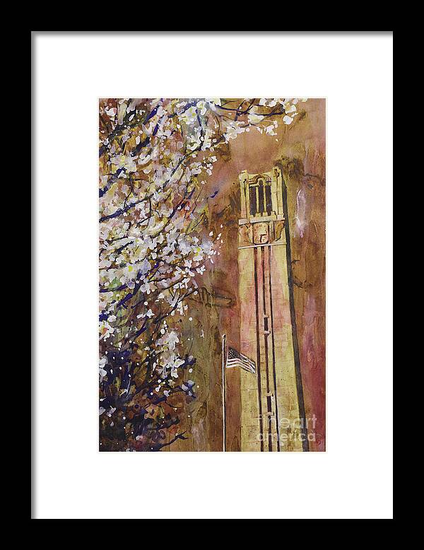 Art Prints Framed Print featuring the painting NCSU Bell Tower by Ryan Fox