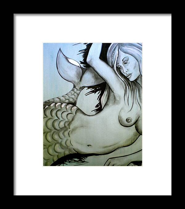 Mermaid Framed Print featuring the painting Nearly Naked Sea Pearl by Debi Starr