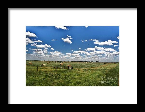 Hay Baling In Nebraska Photo Framed Print featuring the photograph Nebraska Hay Baling by PainterArtist FIN