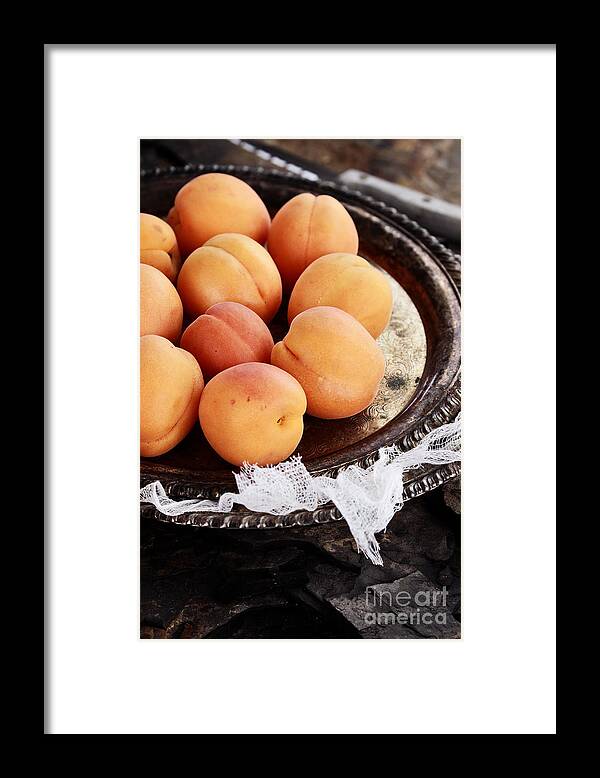 Rustic Framed Print featuring the photograph Nectarines on Pewter by Stephanie Frey