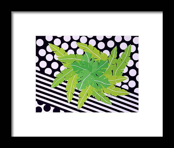 Botanical Impression In Greens And Black Framed Print featuring the painting Negative Green by Thomas Gronowski