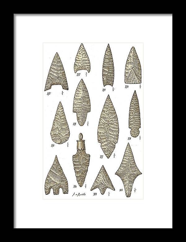 Historic Framed Print featuring the photograph Neolithic And Bronze Age Arrowheads by Science Source