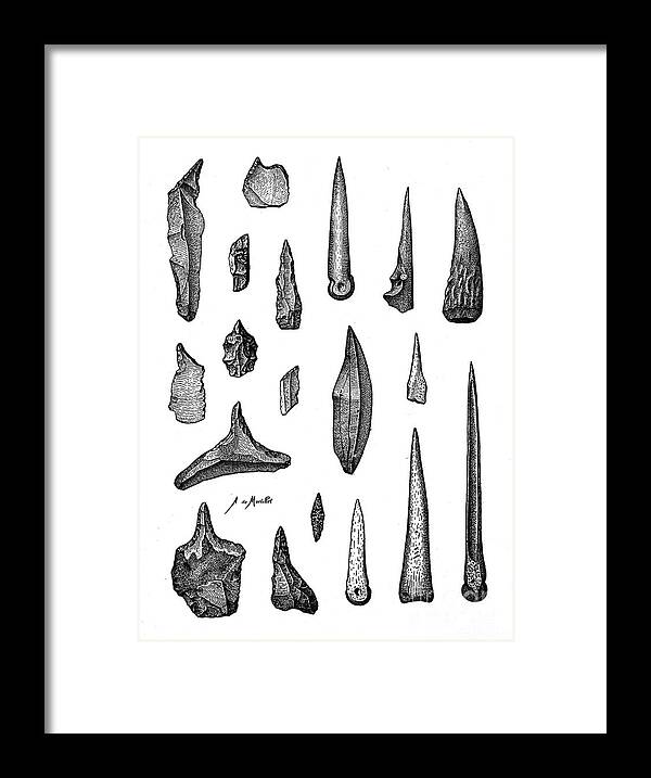 Historic Framed Print featuring the photograph Neolithic Awls And Piercing-tools by Wellcome Images