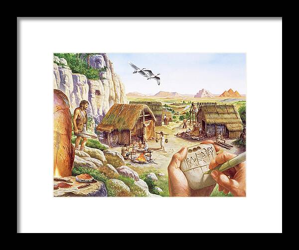 Settlement Framed Print featuring the photograph Neolithic Settlement by Christian Jegou Publiphoto Diffusion/ Science Photo Library