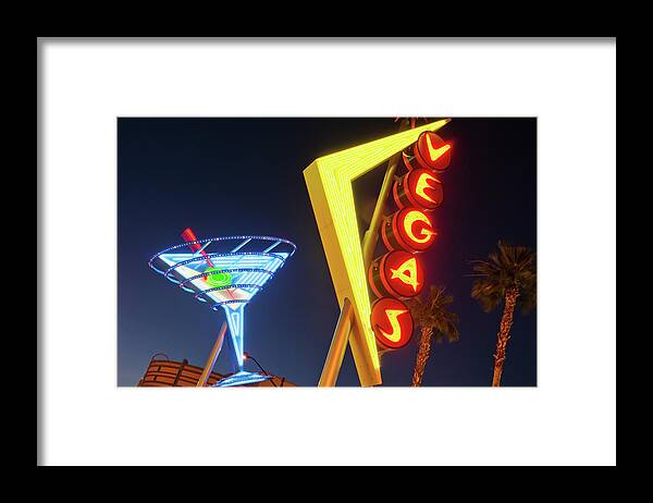 Nightclub Framed Print featuring the photograph Neon Signs In Fremont Street, Downtown by Siegfried Layda