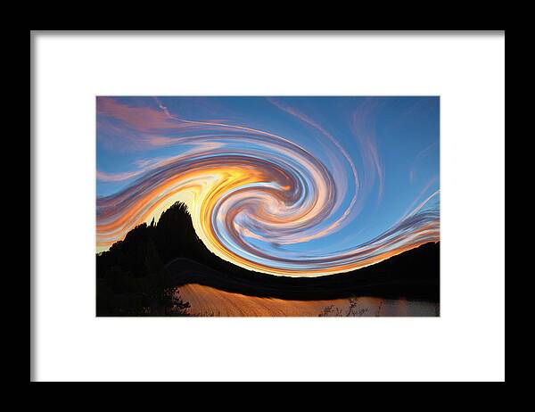 Abstract Nature Art Framed Print featuring the photograph Neon Sunset Wave by Lorna Rose Marie Mills DBA Lorna Rogers Photography