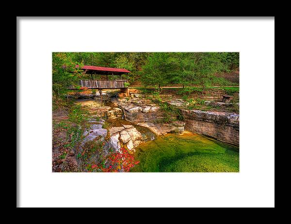 America Framed Print featuring the photograph Covered Bridge in Spring - Ponca Arkansas by Gregory Ballos