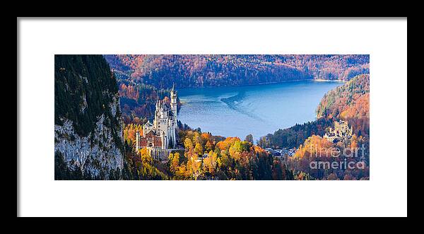 Germany Framed Print featuring the photograph Neuschwanstein and Hohenschwangau Castle in Autumn Colours by Henk Meijer Photography