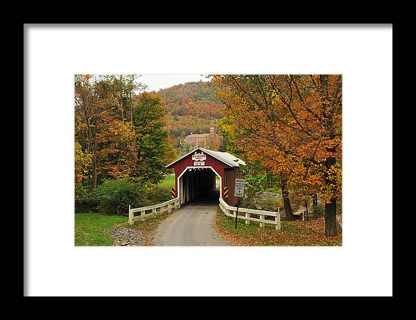 Fall Framed Print featuring the photograph New Baltimore Covered Bridge by Dan Myers