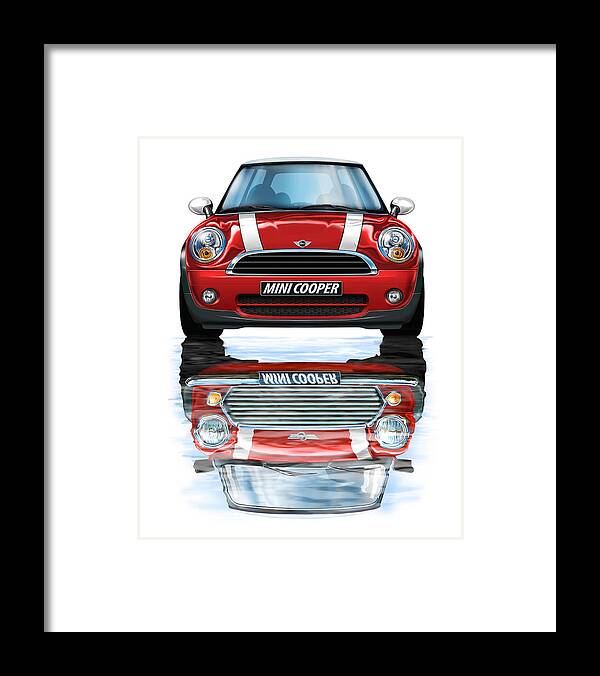Bmw Framed Print featuring the digital art New BMW Mini Cooper Red by David Kyte