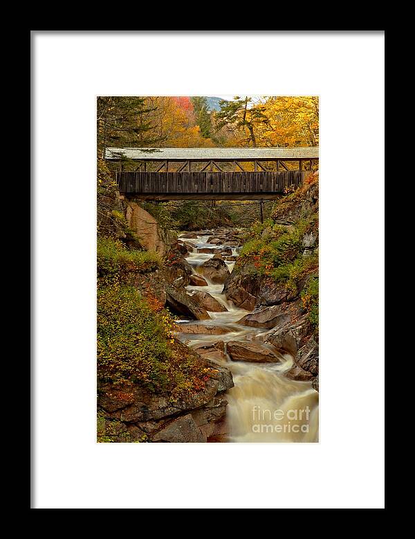 Liberty Gorge Framed Print featuring the photograph New Hampshire Franconia Notch Bridge by Adam Jewell