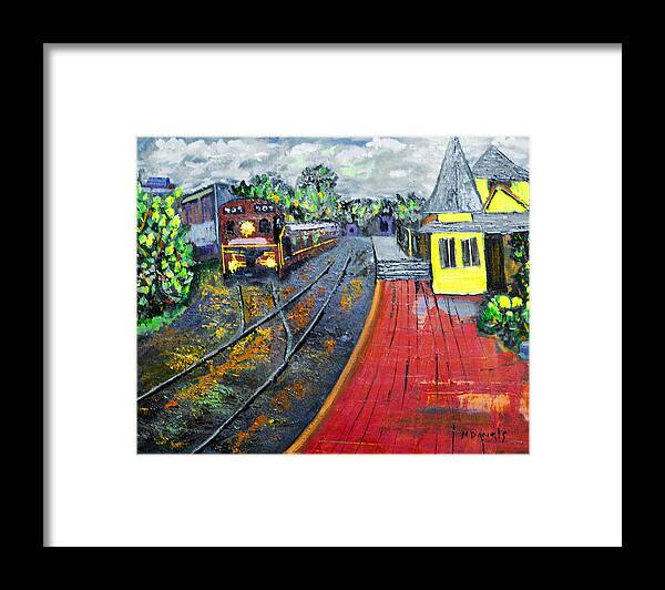 Train Framed Print featuring the painting New Hope PA Train Station by Michael Daniels