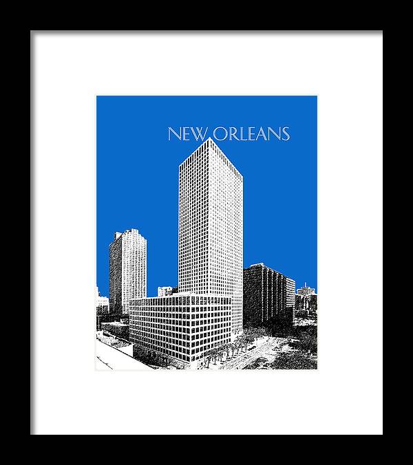 Architecture Framed Print featuring the digital art New Orleans Skyline - Blue by DB Artist