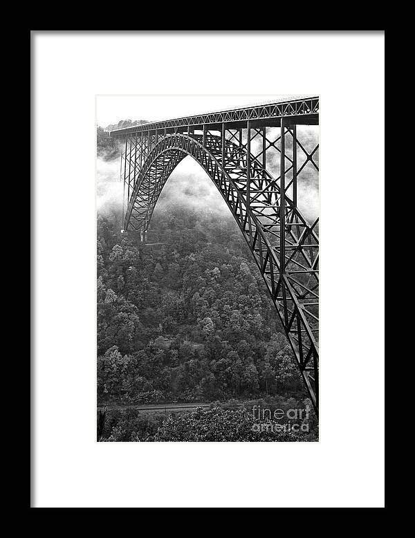 West Virginia Framed Print featuring the photograph New River Gorge Bridge Black and White by Thomas R Fletcher