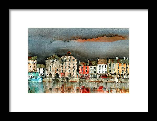 Val Byrne Framed Print featuring the painting New Ross Quays Wexford by Val Byrne