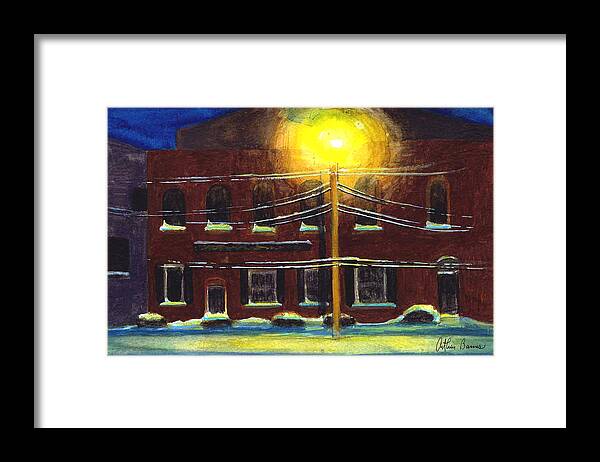 Night Scenes Framed Print featuring the painting New Snow by Arthur Barnes