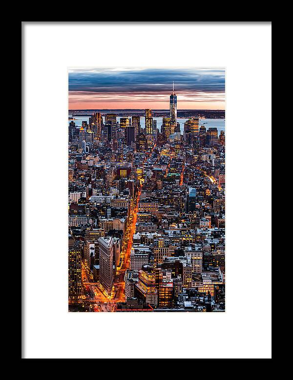 5th Avenue Framed Print featuring the photograph New York aerial cityscape by Mihai Andritoiu